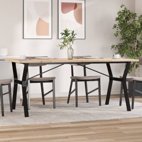 Dining Table Y-Frame 180x90x75.5 cm Solid Wood Pine and Steel vidaXL