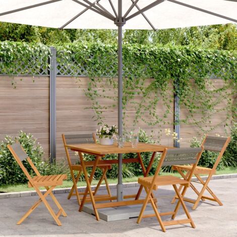 5 Piece Garden Dining Set Grey Polypropylene and Solid Wood vidaXL (1/5)