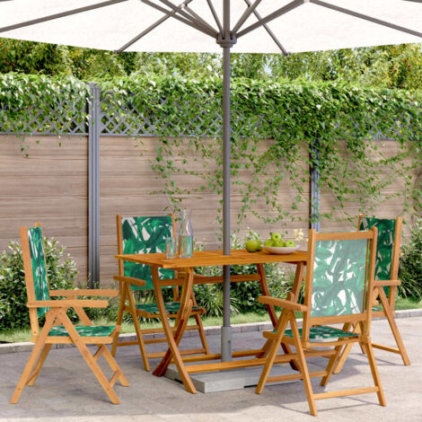 Reclining Garden Chairs 4 pcs Green Fabric and Solid Wood vidaXL (1/5)