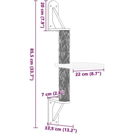 Wall-mounted Cat Tree with Scratching Post Dark Grey 85.5 cm vidaXL