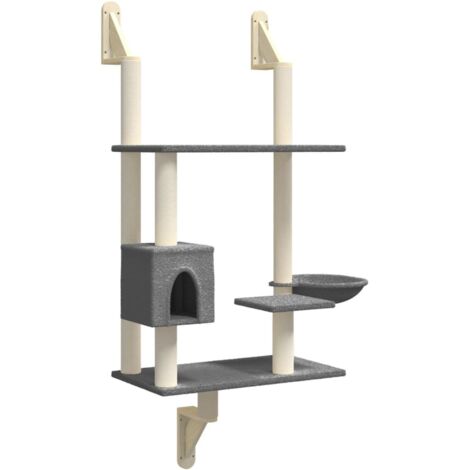 Wall-mounted Cat Tree with Scratching Post Dark Grey 153 cm vidaXL