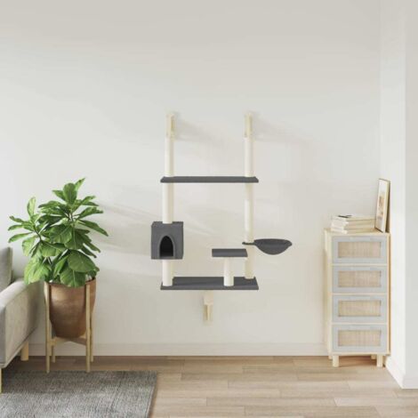 Wall-mounted Cat Tree with Scratching Post Dark Grey 153 cm vidaXL