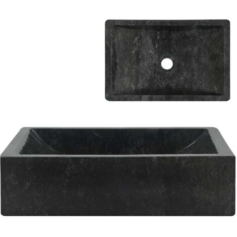 Sink 45x30x12 cm Marble High Gloss Black vidaXL