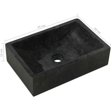 Sink 45x30x12 cm Marble High Gloss Black vidaXL