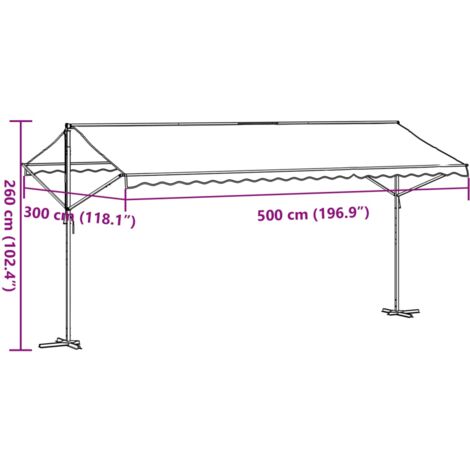 Free Standing Awning Blue and White 500x300 cm Fabric and Steel vidaXL