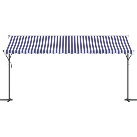 Free Standing Awning Blue and White 500x300 cm Fabric and Steel vidaXL