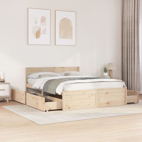 Bed Frame without Mattress 160x200 cm Solid Wood Pine vidaXL