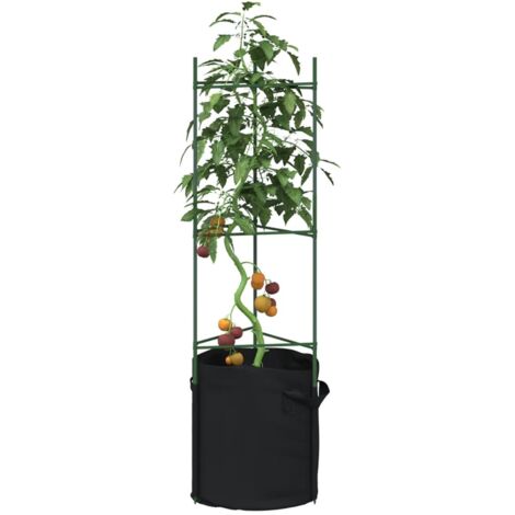 Tomato Cages with Plant Bags 4 pcs 116 cm Steel and PP vidaXL