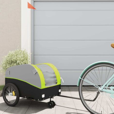 Bike Trailer Black and Green 30 kg Iron vidaXL