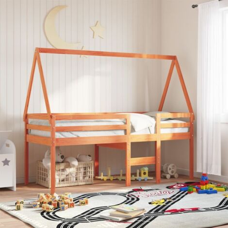 Kids' Bed Roof Wax Brown 209x95.5x88 cm Solid Wood Pine vidaXL