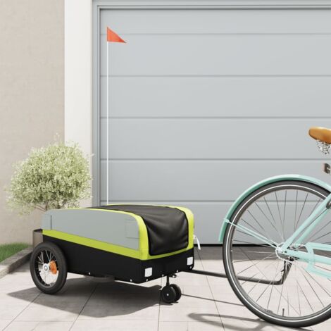 Bike Trailer Black and Green 30 kg Iron vidaXL (1/5)