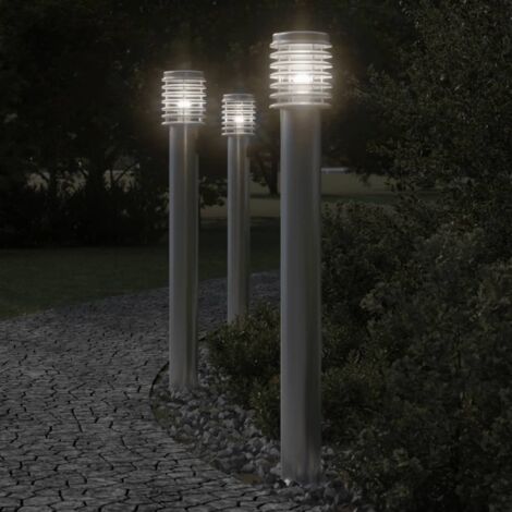 Outdoor Floor Lamp with Outlet Silver 110cm Stainless Steel vidaXL
