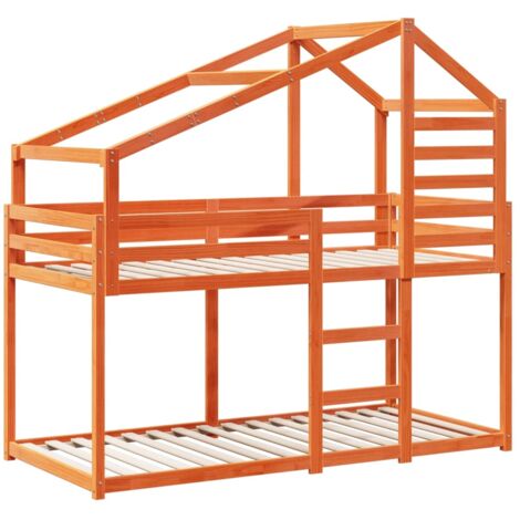 Bunk Bed without Mattress Wax Brown 90x190 cm Single Solid Wood Pine vidaXL