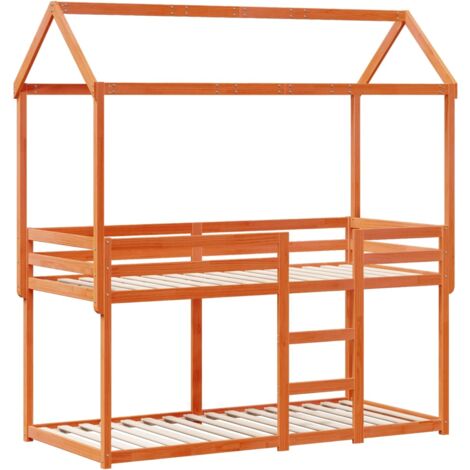 Bunk Bed without Mattress Wax Brown 75x190 cm Small Single Solid Wood Pine vidaXL
