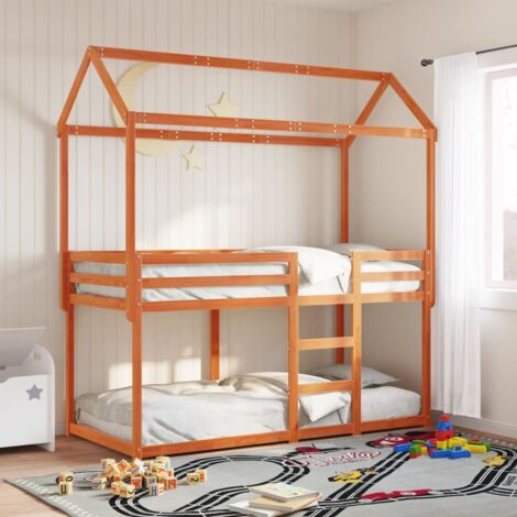 Bunk Bed without Mattress Wax Brown 75x190 cm Small Single Solid Wood Pine vidaXL