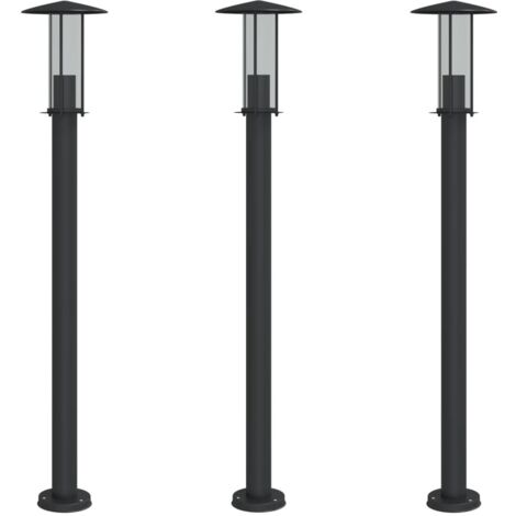 Outdoor Floor Lamps 3pcs Black 100 cm Stainless Steel vidaXL