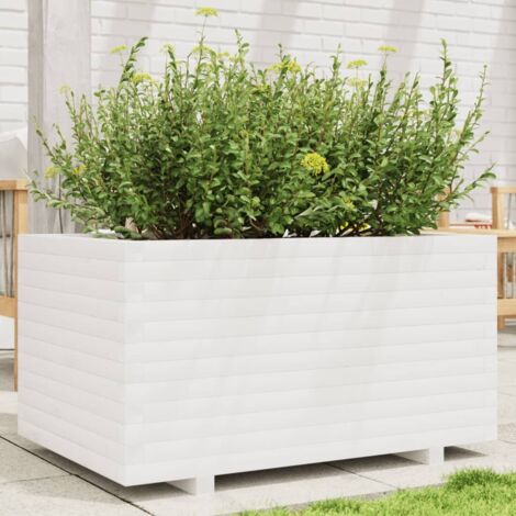 Garden Planter White 90x60x49.5 cm Solid Wood Pine vidaXL (1/5)