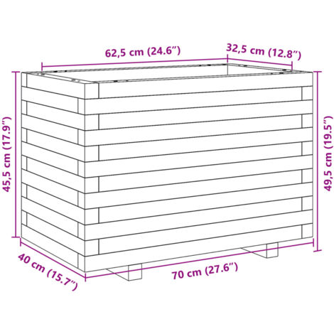 Garden Planter 70x40x49.5 cm Solid Wood Douglas vidaXL