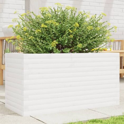 Garden Planter White 90x40x46 cm Solid Wood Pine vidaXL