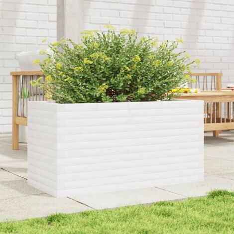 Garden Planter White 90x40x46 cm Solid Wood Pine vidaXL