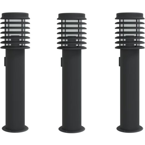 Outdoor Floor Lamps with Outlet 3pcs Black 60 cm Stainless Steel vidaXL