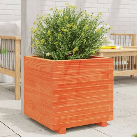 Garden Planter Wax Brown 50x50x49.5 cm Solid Wood Pine vidaXL (1/5)