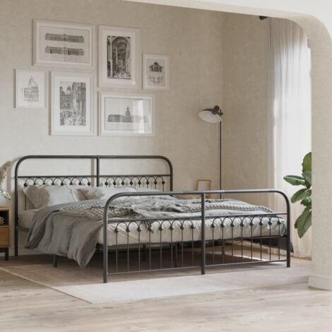 Metal Bed Frame without Mattress with Footboard Black 183x213cm vidaXL (1/5)