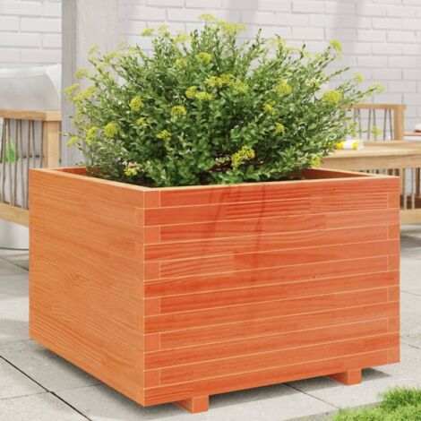 Garden Planter Wax Brown 70x70x49.5 cm Solid Wood Pine vidaXL (1/5)