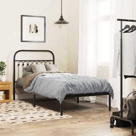 Metal Bed Frame without Mattress with Headboard Black 90x200cm vidaXL (1/5)