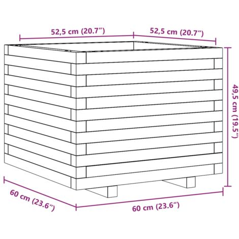 Garden Planter 60x60x49.5 cm Solid Wood Pine vidaXL