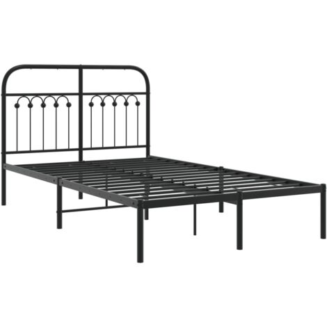 Metal Bed Frame without Mattress with Headboard Black 120x190cm vidaXL (1/5)