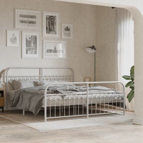 Metal Bed Frame without Mattress with Footboard White 183x213cm vidaXL (1/5)