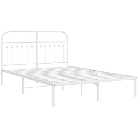 Metal Bed Frame without Mattress with Headboard White 140x200cm vidaXL (1/5)