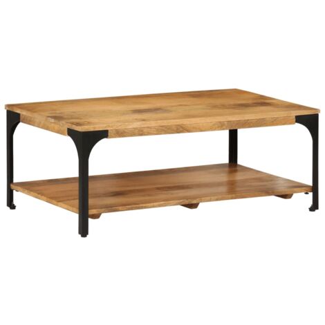 2-Layer Coffee Table 100x55x38 cm Solid Wood Mango and Steel vidaXL
