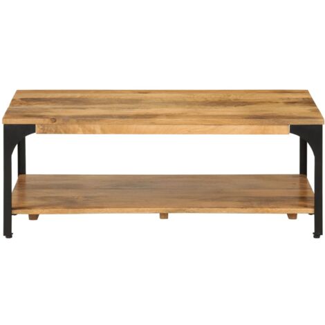 2-Layer Coffee Table 100x55x38 cm Solid Wood Mango and Steel vidaXL