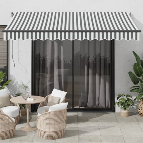 Manual Retractable Awning with LED Anthracite&White 350x250 cm vidaXL