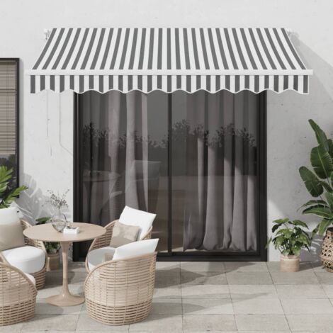 Manual Retractable Awning Anthracite&White 300x250 cm vidaXL
