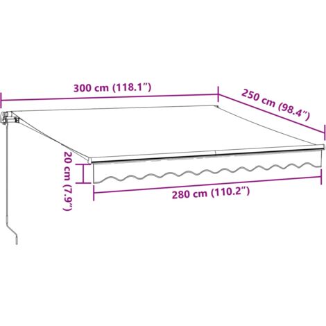 Manual Retractable Awning Anthracite&White 300x250 cm vidaXL
