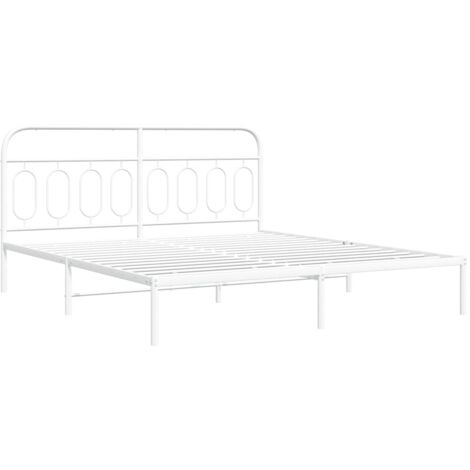Metal Bed Frame without Mattress with Headboard White 160x200cm vidaXL (1/5)
