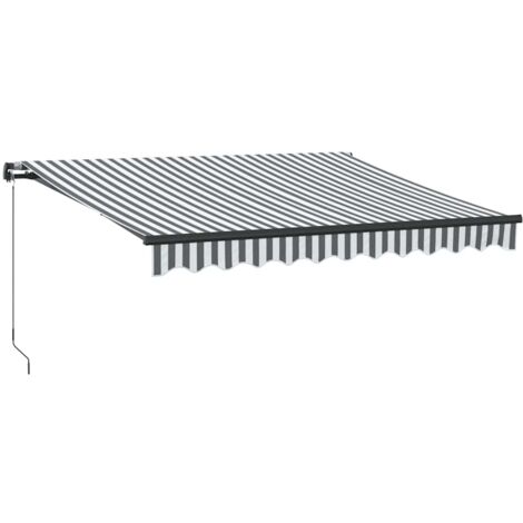 Manual Retractable Awning with LED Anthracite&White 300x250 cm vidaXL