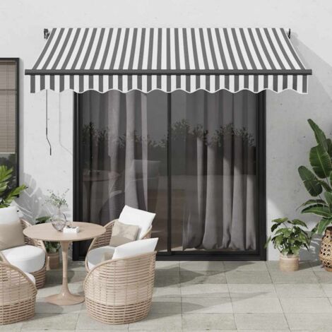 Manual Retractable Awning with LED Anthracite&White 300x250 cm vidaXL