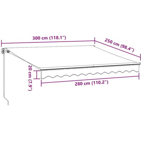 Manual Retractable Awning with LED Anthracite&White 300x250 cm vidaXL