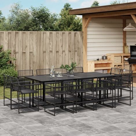 Garden Dining Set Black vidaXL