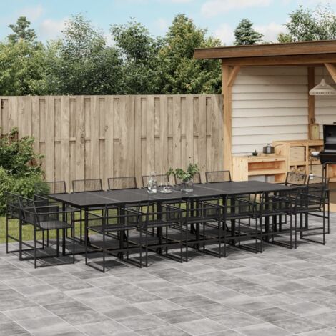 Garden Dining Set Black vidaXL