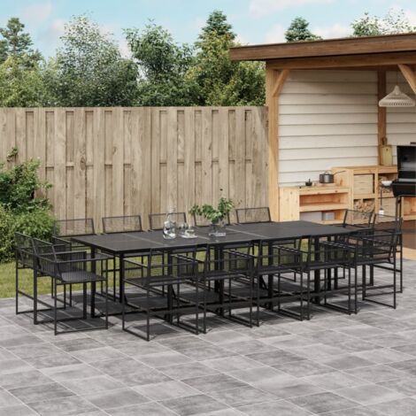Garden Dining Set  Black  PE rattan  Large  Stackable vidaXL