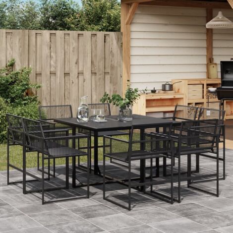 Garden Dining Set Black vidaXL