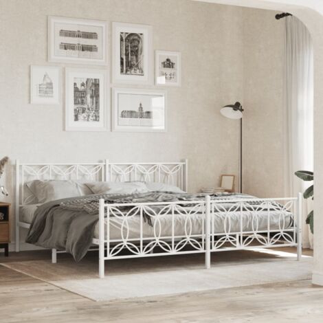 Metal Bed Frame without Mattress with Footboard White 193x203cm vidaXL (1/5)