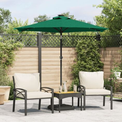 Garden Parasol with LEDs and Steel Pole Green 225x225x212cm vidaXL (1/5)