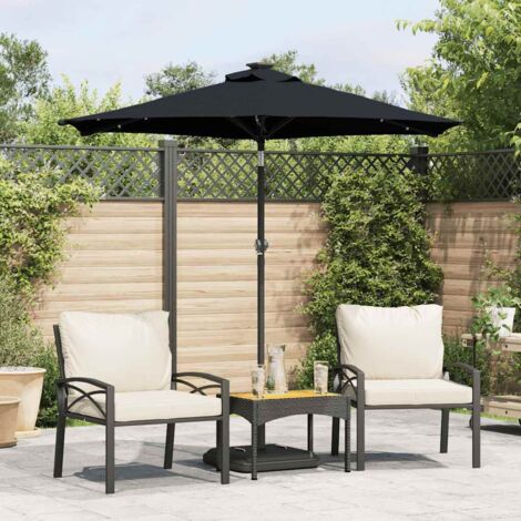 Garden Parasol with LEDs and Steel Pole Black 225x225x212cm vidaXL (1/5)
