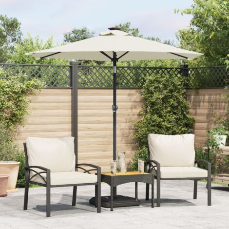 Garden Parasol with LEDs and Steel Pole White 225x225x212cm vidaXL (1/5)